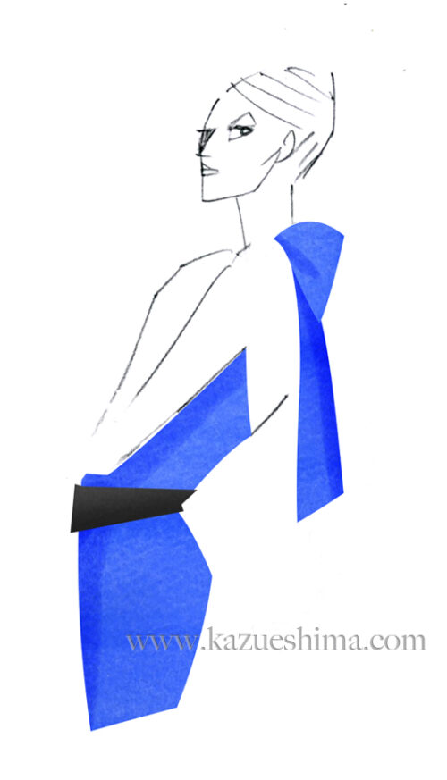 Casual FASHION ILLUSTRATION -Blue Dress