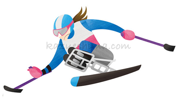Illustration Of Chair Skiing For Paralympic