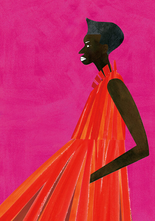 Fashion Illustration Portrait Of Red Dress