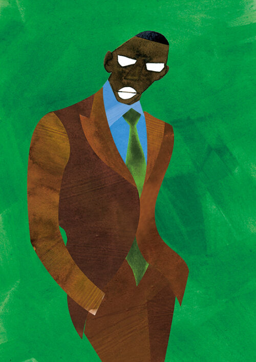 Fashion Illustration Portrait Men's Brown Suits