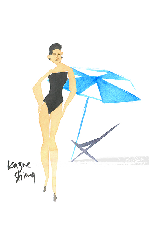 Fashion Illustration Portrait Of Swim Suits