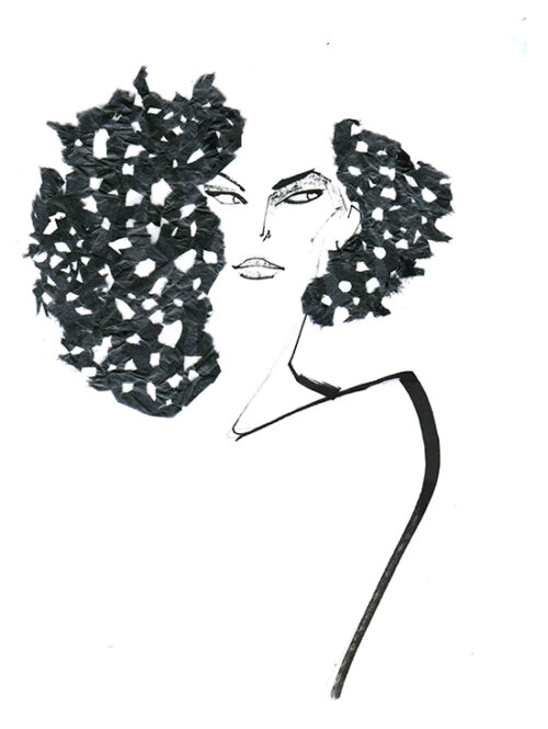Hair Style Of Fashion Illustration With Paper Art