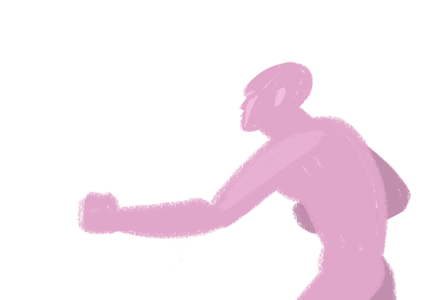 戦うポーズの男性イラスト、Kazue Shima